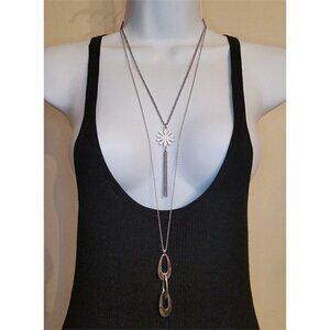 Curated Bundle Loft Long Chain Pendant & Flower Tassel Necklace Lot 2 Layered.